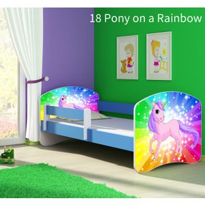 Dječji krevet ACMA s motivom, bočna plava 140x70 cm 18-pony-on-a-rainbow