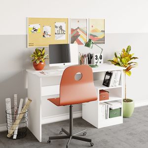 Bahar - White White Study Desk