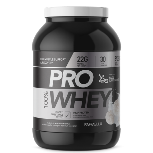 100% PRO WHEY 908GR BASIC SUPPLEMENTS -  Raffaello slika 1