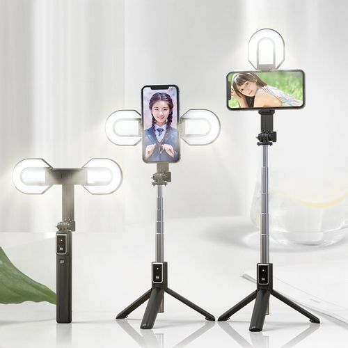 SELFIE STICK MINI - S ODVOJIVIM BLUETOOTH DALJINSKIM UPRAVLJAČEM STATIVOM I 2 LED SVJETLA - P40S-M CRNI slika 2