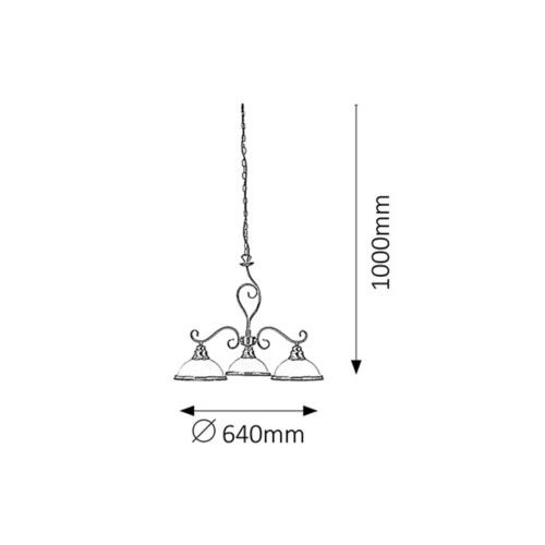 Rabalux Elisett luster E27 3x60W bronza Klasična rasveta slika 2