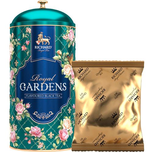 RICHARD Tea Royal Gardens - Crni čaj sa aromom pitaje i laticama cveća u metalnoj kutiji, rinfuz 80g GREEN 101838 slika 2