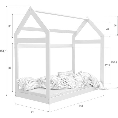 Drveni dječji krevet Domek - bijeli - 160x80 cm slika 5