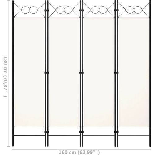 Sobna pregrada s 4 panela krem bijela 160 x 180 cm slika 22