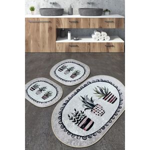 Guipure Djt Multicolor Bathmat Set (3 Pieces)