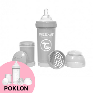 Twistshake Anti-Colic bočica 260ml Pastel siva + GRATIS Anti-Colic 260ml Bijela