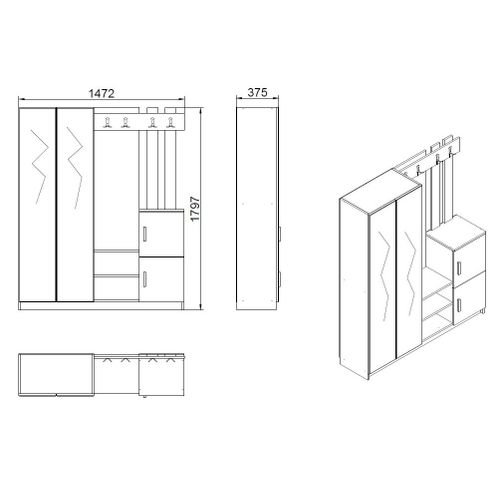 Hanah Home DD8 - AA Atlantic Pine Antracit Predsoblje slika 6