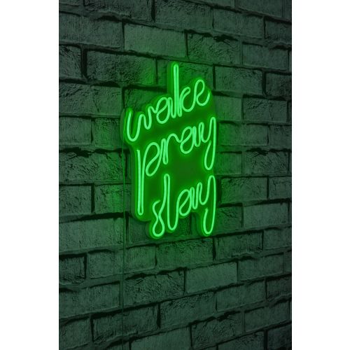 Wallity Ukrasna plastična LED rasvjeta, Wake Pray Slay - Green slika 1