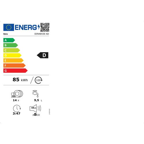 Beko DIN48430AD Ugradna mašina za pranje sudova slika 5