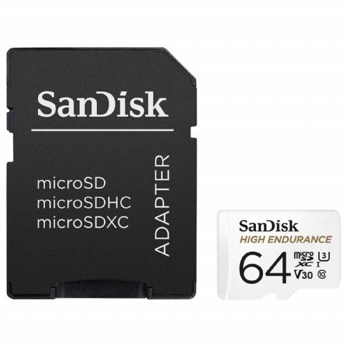 SanDisk High Endurance video microSDHC kartica 64GB + SD adapter za Full HD / 4K video, do 100/40 MB/s C10, U3, V30 slika 1