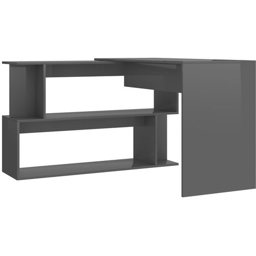 Kutni radni stol visoki sjaj sivi 200 x 50 x 76 cm od iverice slika 51