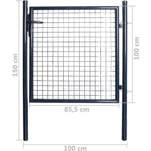 Mrežasta vrtna vrata od pocinčanog čelika 85,5 x 100 cm siva slika 9