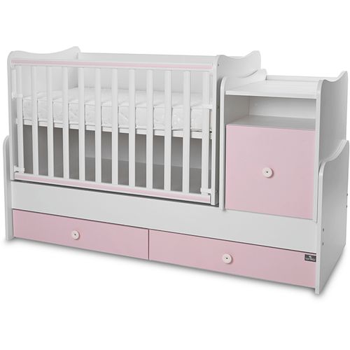 LORELLI TREND PLUS Modularni krevetić 4in1 s Mehanizmom Ljuljanja White/Orchid Pink  slika 2