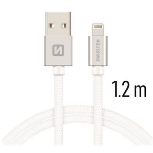 SWISSTEN kabel USB/Lightning, platneni, 3A, 1.2m, srebrni slika 1