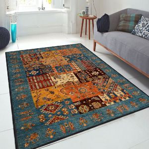 Tanki dekorativni tepih u više boja (120 × 180 cm) – Camel, narandžasta, crvena, plava – EEXFAB445-KLM