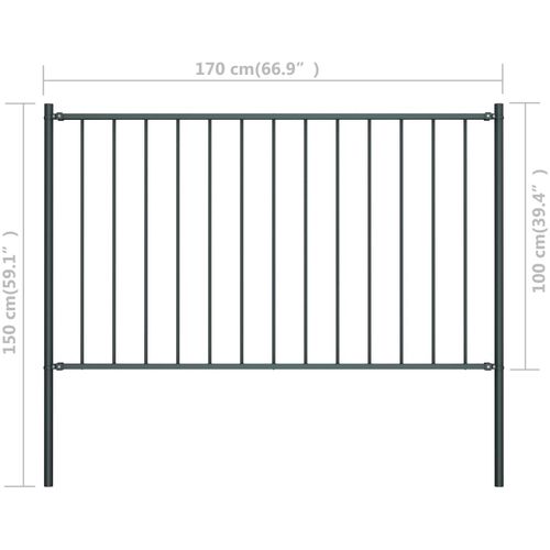 Panel za ogradu sa stupovima čelični 1,7 x 1 m antracit slika 22