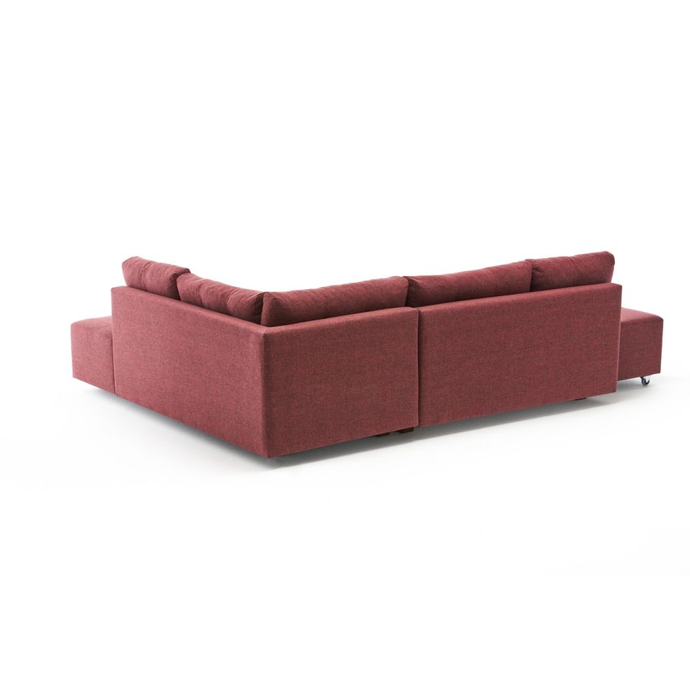 Ugaona Sofa na Razvlačenje Manama - Desni Kut - Boja Crvenog Vina slika 6