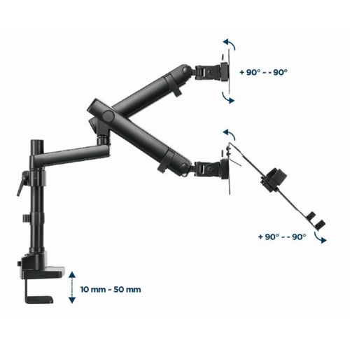 MA-DA3-02 Gembird Podesivi stoni drzac za monitor tilt, 17-32 max.2x8kg +nosac za laptop,full-motion slika 4