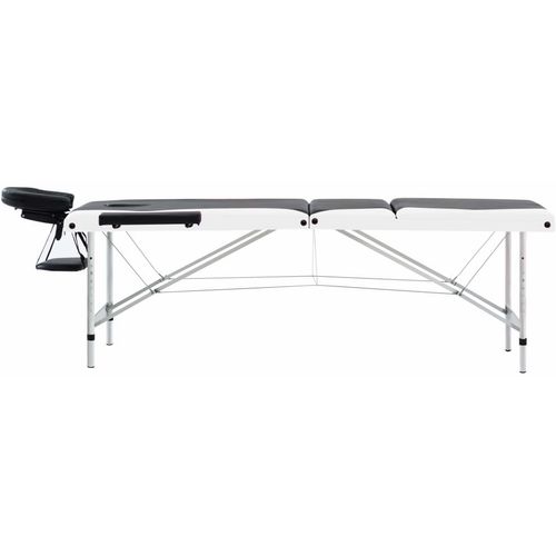 Sklopivi masažni stol s 3 zone aluminijski crno-bijeli slika 26