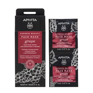 Apivita Express beauty maska za lice s grožđem za zaglađivanje i učvršćivanje linija, 2x8 ml