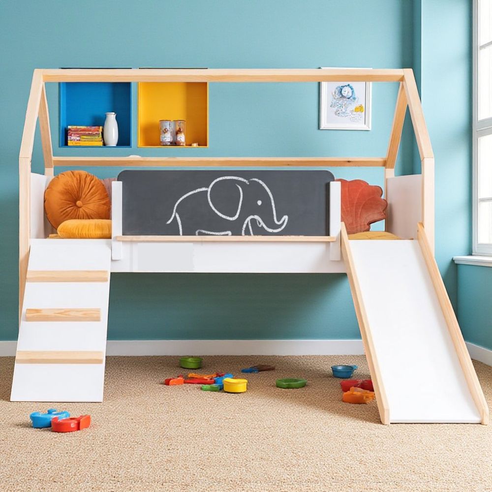 Kinder Home Drveni dječiji krevet kućica Montessori, 90x200cm slika 5