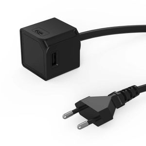 POWERCUBE SOCKET USB CRNI PRODUŽENI 1,5M KABL 2X USB-C 2X USB-A