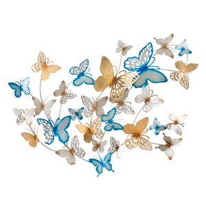 Mauro Ferretti Zidni pano leptiri zlatni/svijetlo plavi cm 132x3,5x95,5