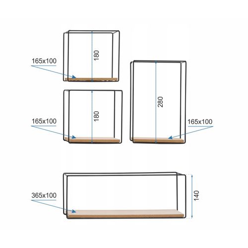 Set od 5 polica Potkrovlje Industrijski 60x40 cm CFZL-TSF012 slika 7