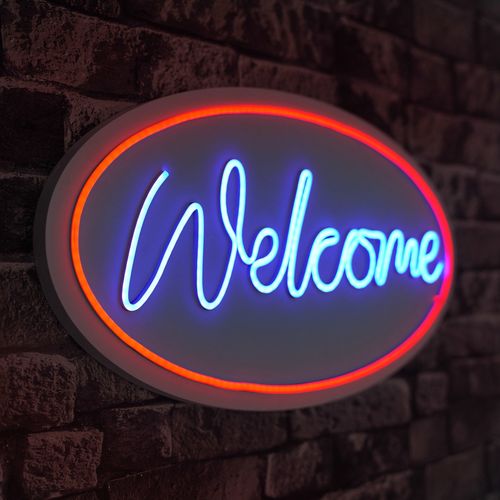 Wallity Ukrasna plastična LED rasvjeta, Welcome - Red, Blue slika 7