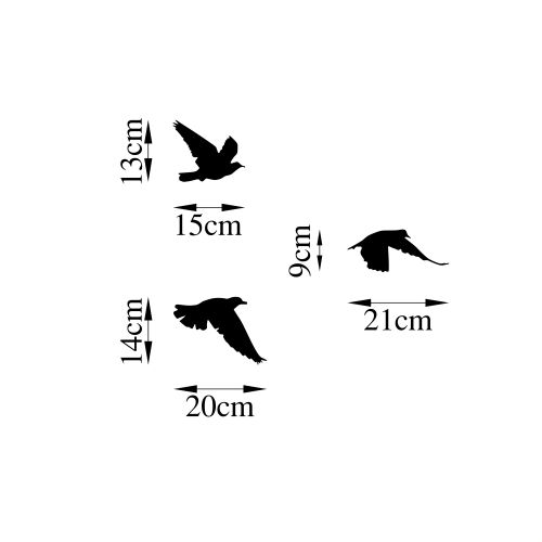 Dekorativni Metalni Zidni Ukras - Ptice 477 Crni slika 5