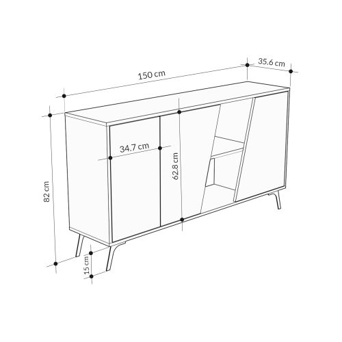 Woody Fashion Konzola, hrast Bijela boja, Fione 150 - Oak, White slika 7