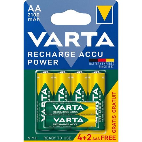 VARTA-567R2USO set od 6 PUNJIVE NiMH baterije 4xAA 2100mAh + 2xAAA 800mAh, Ready2use, cena po 1 kom. slika 1