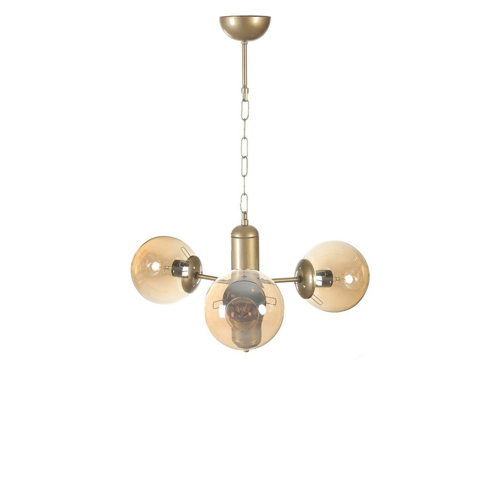 Bankok 3 Lü Eskitme Bal Camlı Avize Amber Gold slika 2