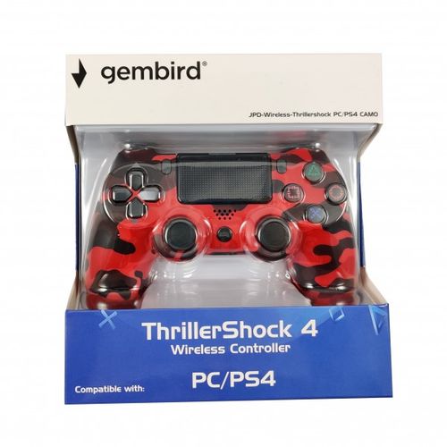 JPD-Wireless-Thrillershock PC/PS4 CAMO RED Gembird Bezicni gamepad sa dvostrukom vibracijom slika 4