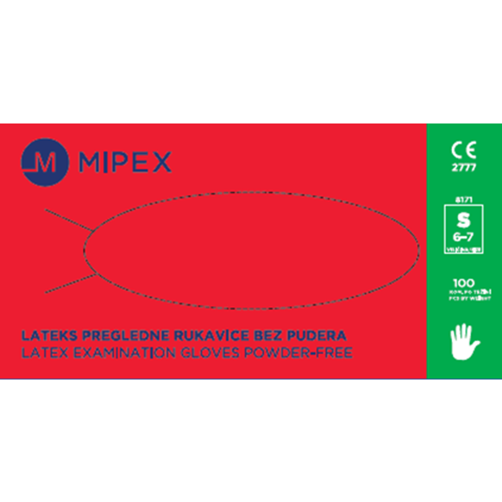 Mipex lateks rukavice bez pudera Small 100kom slika 1