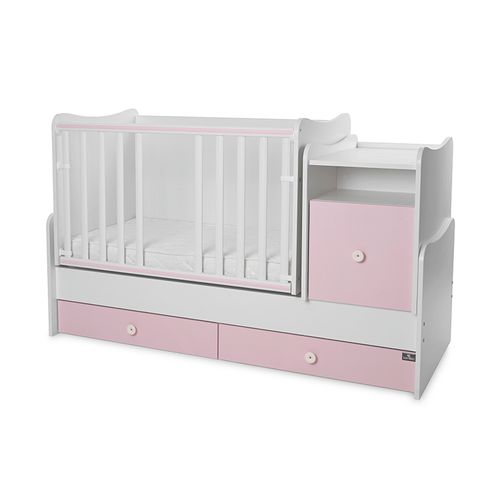 LORELLI TREND PLUS Modularni krevetić 4in1 s Mehanizmom Ljuljanja White/Orchid Pink  slika 4