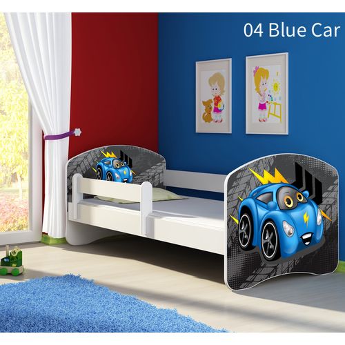 Dječji krevet ACMA s motivom, bočna bijela 140x70 cm - 04 Blue Car slika 1