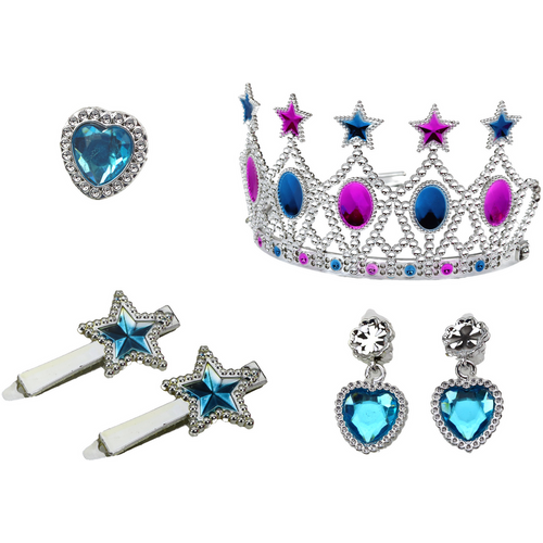 Set kraljevskih naušnica male princeze, ogrlice, kopči za kosu, prstenje slika 2