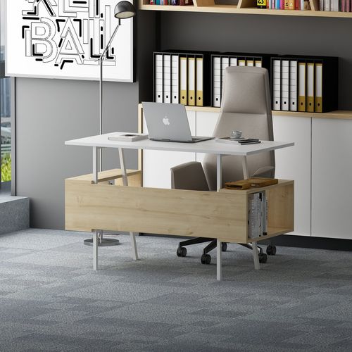 Woody Fashion Studijski stol, Ironi - White, Oak slika 2