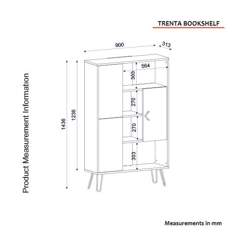 Woody Fashion Polica za knjige, Mramor, Trenta - Marble slika 9