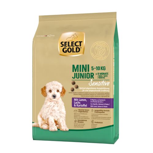 Select Gold Sensitive Mini Junior jagnjetina, losos & krompir 4 kg slika 1