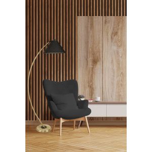 Hilal Eskitme Lambader Hasır Siyah Abajurlu Black Floor Lamp