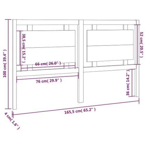 Uzglavlje za krevet boja meda 165,5x4x100 cm masivna borovina slika 6