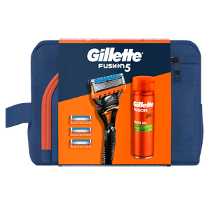 Gillette Fusion sistemski brijač + 4 dopune + Fusion Sensitve Gel 200ml sa neseserom