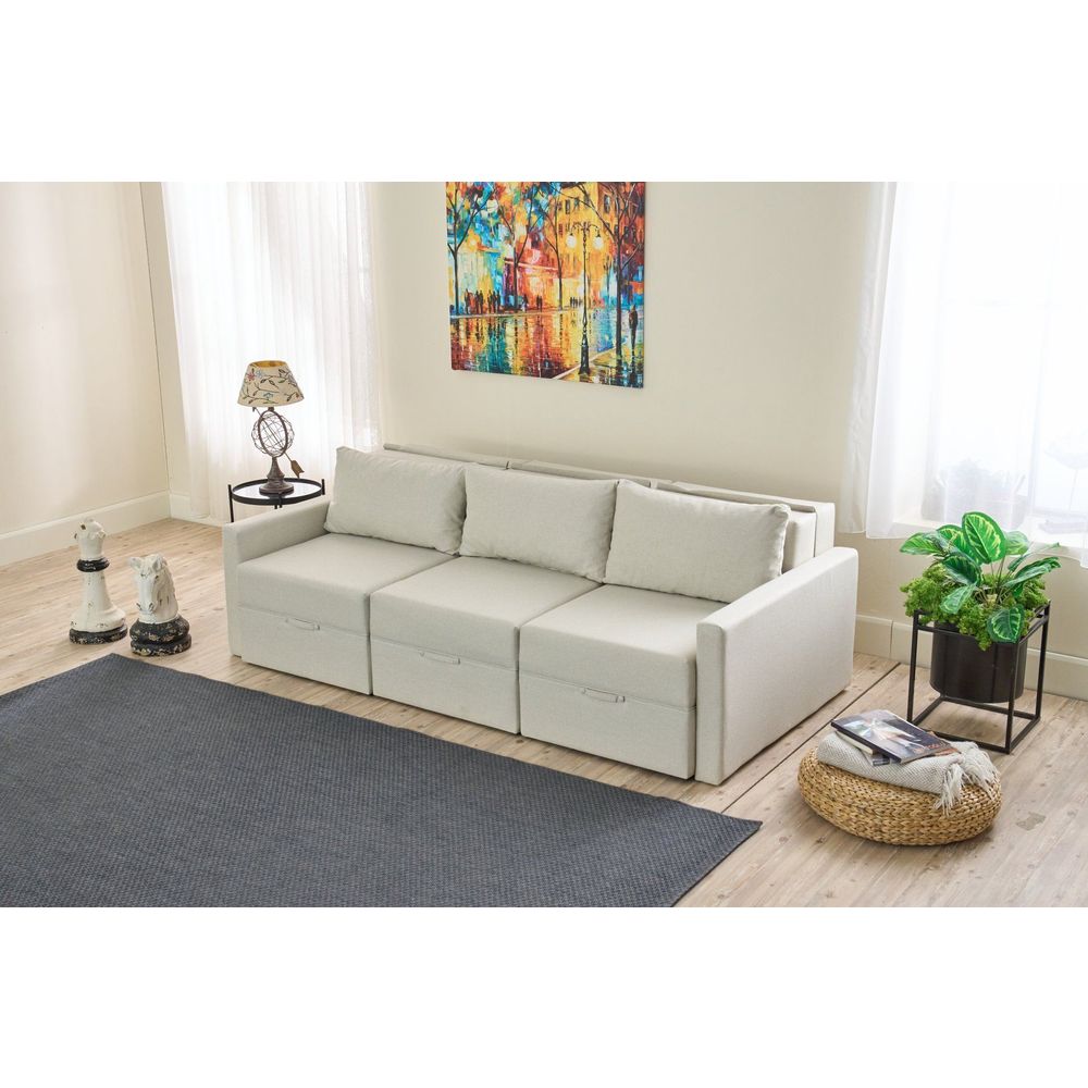 Sofa na razvlačenje za 3 osobe Saros - boja Krem slika 3