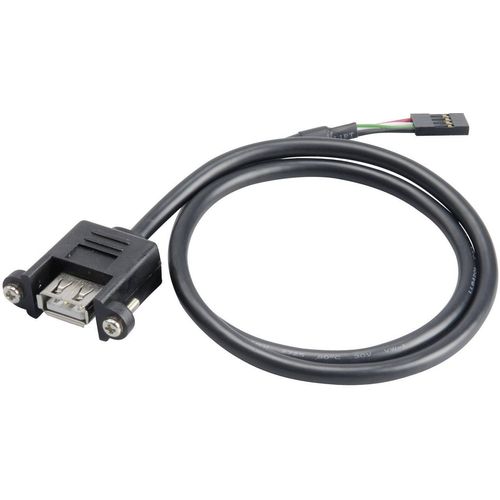 Akasa USB kabel USB 2.0 4 polni konektor za stupove, USB-A utičnica 0.60 m crna mogućnost vijčanog spajanja, pozlaćeni kontakti, UL certificiran AK-CBUB06-60BK slika 3