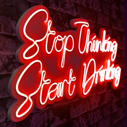 Wallity Ukrasna plastična LED rasvjeta, Stop Thinking Start Drinking - Red slika 7