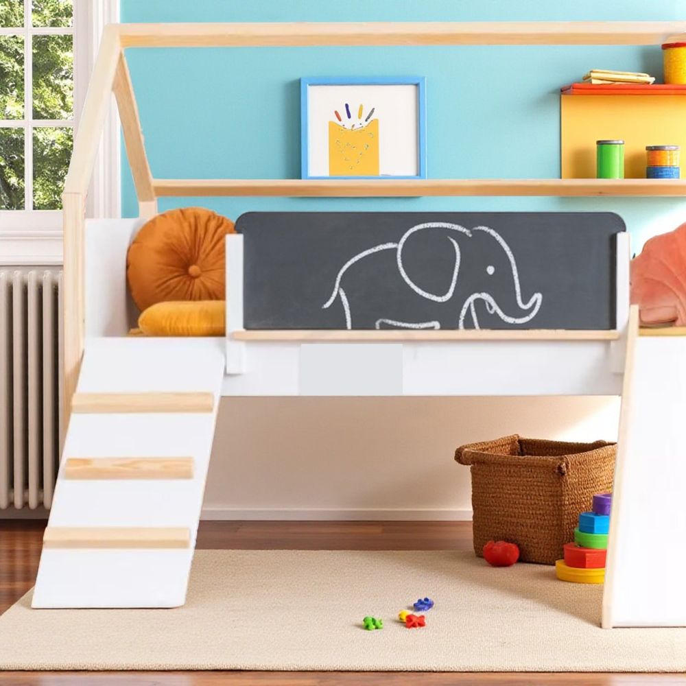 Kinder Home Drveni dječiji krevet kućica Montessori, 90x200cm slika 10