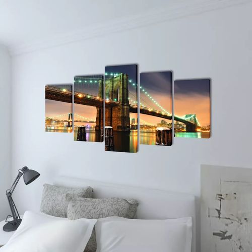 Zidne Slike na Platnu Set s Printom Brooklyn Mosta 100 x 50 cm slika 2