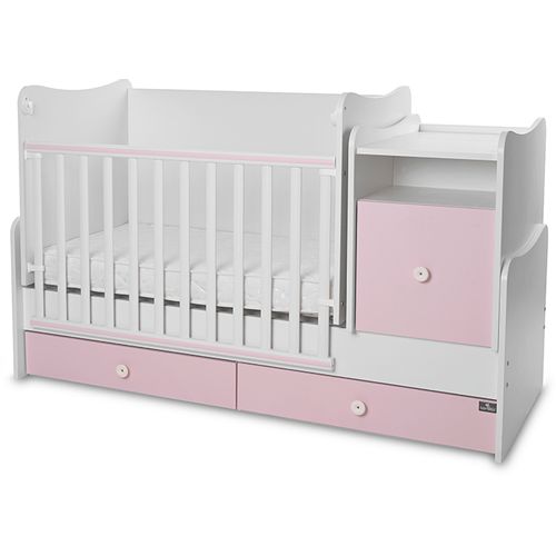 LORELLI TREND PLUS Modularni krevetić 4in1 s Mehanizmom Ljuljanja White/Orchid Pink  slika 3